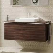   Hansgrohe Xelu Q Konzolos mosdószekrény 1180/550 fiókkal, ráültetett mosdótálakhoz, matt fehér fogantyú/sötét dió 54065700