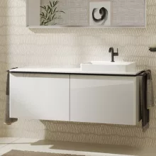   Hansgrohe Xelu Q Dupla Konzolos mosdószekrény 1360/550 mosdótálakhoz, matt fekete fogantyú/magasfényű fehér 54066670