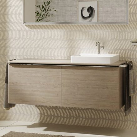 Hansgrohe Xelu Q Dupla Konzolos mosdószekrény 1360/550 mosdótálakhoz, króm fogantyú/természetes tölgy 54068000