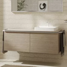   Hansgrohe Xelu Q Dupla Konzolos mosdószekrény 1360/550 mosdótálakhoz, matt fehér fogantyú/természetes tölgy 54068700