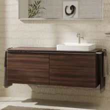   Hansgrohe Xelu Q Dupla Konzolos mosdószekrény 1360/550 mosdótálakhoz, króm fogantyú/sötét dió 54069000