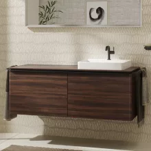   Hansgrohe Xelu Q Dupla Konzolos mosdószekrény 1360/550 mosdótálakhoz, matt fekete fogantyú/sötét dió 54069670