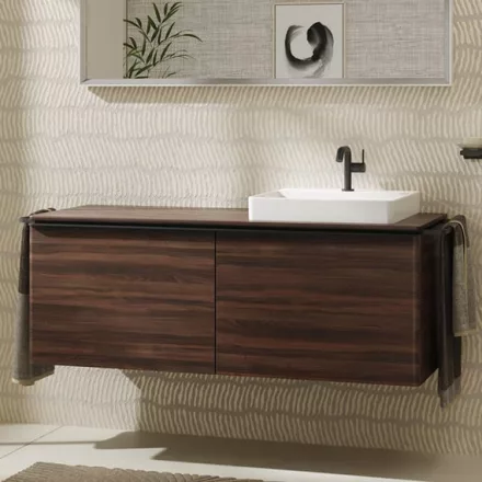 Hansgrohe Xelu Q Dupla Konzolos mosdószekrény 1360/550 mosdótálakhoz, matt fekete fogantyú/sötét dió 54069670