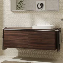   Hansgrohe Xelu Q Dupla Konzolos mosdószekrény 1360/550 mosdótálakhoz, matt fehér fogantyú/sötét dió 54069700