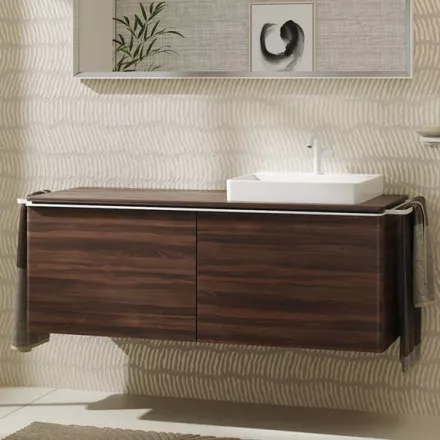 Hansgrohe Xelu Q Dupla Konzolos mosdószekrény 1360/550 mosdótálakhoz, matt fehér fogantyú/sötét dió 54069700