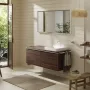 Hansgrohe Xelu Q Dupla Konzolos mosdószekrény 1360/550 mosdótálakhoz, matt fehér fogantyú/sötét dió 54069700