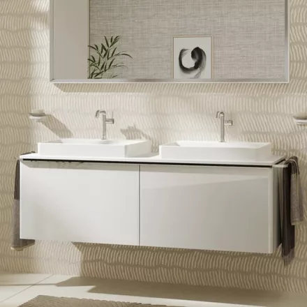 Hansgrohe Xelu Q Dupla Konzolos mosdószekrény 1560/550 mosdótálakhoz, króm fogantyú/magasfényű fehér 54070000