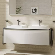   Hansgrohe Xelu Q Dupla Konzolos mosdószekrény 1560/550 mosdótálakhoz, matt fekete fogantyú/magasfényű fehér 54070670