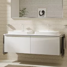   Hansgrohe Xelu Q Dupla Konzolos mosdószekrény 1560/550 mosdótálakhoz, matt fehér fogantyú/magasfényű fehér 54070700
