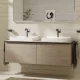 Hansgrohe Xelu Q Dupla Konzolos mosdószekrény 1560/550 mosdótálakhoz, matt fekete fogantyú/természetes tölgy 54072670