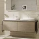 Hansgrohe Xelu Q Dupla Konzolos mosdószekrény 1560/550 mosdótálakhoz, matt fehér fogantyú/természetes tölgy 54072700