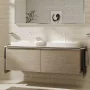 Hansgrohe Xelu Q Dupla Konzolos mosdószekrény 1560/550 mosdótálakhoz, matt fehér fogantyú/természetes tölgy 54072700