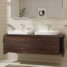   Hansgrohe Xelu Q Dupla Konzolos mosdószekrény 1560/550 mosdótálakhoz, króm fogantyú/sötét dió 54073000