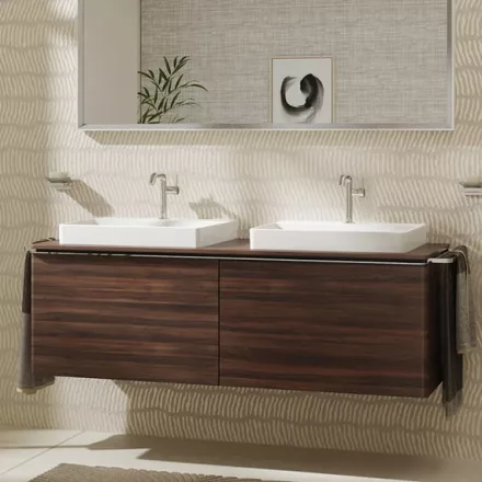 Hansgrohe Xelu Q Dupla Konzolos mosdószekrény 1560/550 mosdótálakhoz, króm fogantyú/sötét dió 54073000