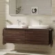 Hansgrohe Xelu Q Dupla Konzolos mosdószekrény 1560/550 mosdótálakhoz, króm fogantyú/sötét dió 54073000