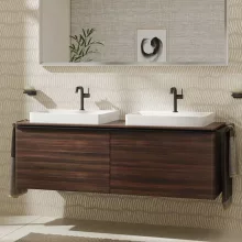   Hansgrohe Xelu Q Dupla Konzolos mosdószekrény 1560/550 mosdótálakhoz, matt fekete fogantyú/sötét dió 54073670