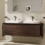 Hansgrohe Xelu Q Dupla Konzolos mosdószekrény 1560/550 mosdótálakhoz, matt fekete fogantyú/sötét dió 54073670