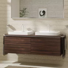   Hansgrohe Xelu Q Dupla Konzolos mosdószekrény 1560/550 mosdótálakhoz, matt fehér fogantyú/sötét dió 54073700