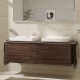 Hansgrohe Xelu Q Dupla Konzolos mosdószekrény 1560/550 mosdótálakhoz, matt fehér fogantyú/sötét dió 54073700