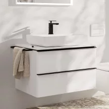   Hansgrohe Xelu Q Konzolos két fiókos mosdószekrény 780/550 mosdótálakhoz, matt fekete fogantyú/magasfényű fehér 54074670