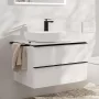 Hansgrohe Xelu Q Konzolos két fiókos mosdószekrény 780/550 mosdótálakhoz, matt fekete fogantyú/magasfényű fehér 54074670