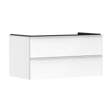   Hansgrohe Xelu Q Konzolos két fiókos mosdószekrény 980/550 mosdótálakhoz, matt fehér fogantyú/magasfényű fehér 54078700