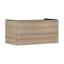   Hansgrohe Xelu Q Konzolos két fiókos mosdószekrény 980/550 mosdótálakhoz, matt fehér fogantyú/természetes tölgy 54080700