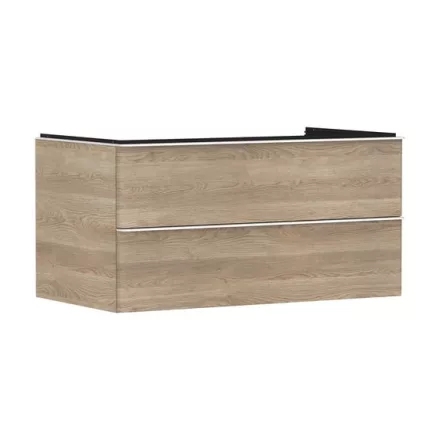 Hansgrohe Xelu Q Konzolos két fiókos mosdószekrény 980/550 mosdótálakhoz, matt fehér fogantyú/természetes tölgy 54080700