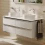 Hansgrohe Xelu Q Konzolos mosdószekrény négy fiókkal 1360/550 mosdótálakhoz, króm fogantyú/magasfényű fehér 54086000