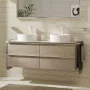 Hansgrohe Xelu Q Konzolos mosdószekrény négy fiókkal 1360/550 mosdótálakhoz, matt fehér fogantyú/természetes tölgy 54088700