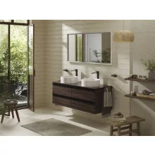   Hansgrohe Xelu Q Konzolos mosdószekrény négy fiókkal 1360/550 mosdótálakhoz, matt fekete fogantyú/sötét dió 54089670