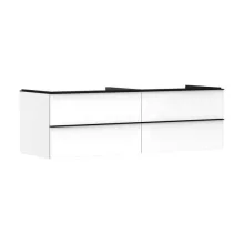   Hansgrohe Xelu Q Konzolos mosdószekrény négy fiókkal 1560/550 mosdótálakhoz, matt fekete fogantyú/magasfényű fehér 54090670