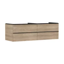   Hansgrohe Xelu Q Konzolos mosdószekrény négy fiókkal 1560/550 mosdótálakhoz, matt fekete fogantyú/természetes tölgy 54092670