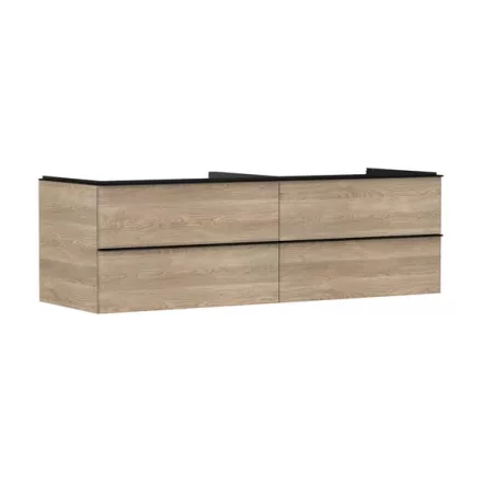 Hansgrohe Xelu Q Konzolos mosdószekrény négy fiókkal 1560/550 mosdótálakhoz, matt fekete fogantyú/természetes tölgy 54092670