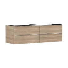   Hansgrohe Xelu Q Konzolos mosdószekrény négy fiókkal 1560/550 mosdótálakhoz, matt fehér fogantyú/természetes tölgy 54092700