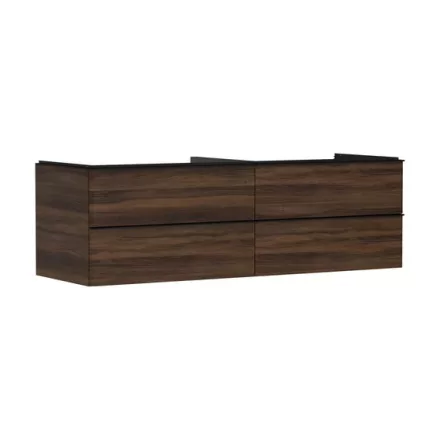 Hansgrohe Xelu Q Konzolos mosdószekrény négy fiókkal 1560/550 mosdótálakhoz, matt fekete fogantyú/sötét dió 54093670