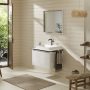 Hansgrohe Xelu Q Pultlap konzolos szekrényhez 780/550 középkivágással, ráültetett mosdótálhoz 600/480, magasfényű fehér 54109050