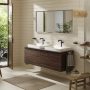 Hansgrohe Xelu Q Pultlap 1560/550 dupla kivágással, ráültetett mosdótálakhoz 600/480, sötét dió 54112630