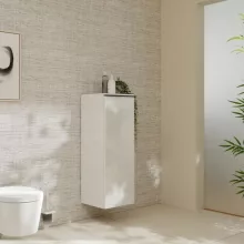   Hansgrohe Xelu Q ajtós szekrény 106,5x40x35 cm baloldali ajtópánt, matt fekete fogantyú/magasfényű fehér 54127670