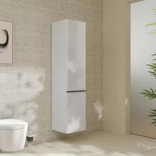   Hansgrohe Xelu Q magas ajtós szekrény 165x40x35 cm baloldali ajtópánt, matt fekete fogantyú/magasfényű fehér 54135670