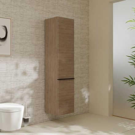 Hansgrohe Xelu Q magas ajtós szekrény 165x40x35 cm baloldali ajtópánt, matt fekete fogantyú/természetes tölgy 54137670