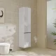 Hansgrohe Xelu Q magas ajtós szekrény 165x40x35 cm jobboldali ajtópánt, matt fekete fogantyú/magasfényű fehér 54139670