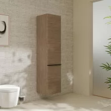   Hansgrohe Xelu Q magas ajtós szekrény 165x40x35 cm jobboldali ajtópánt, matt fekete fogantyú/természetes tölgy 54141670
