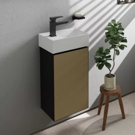 Hansgrohe Xevolos E mosdószekrény kézmosóhoz 34x24,5 cm bal oldali zsanérral, matt palaszürke / texturált bronz 54168390