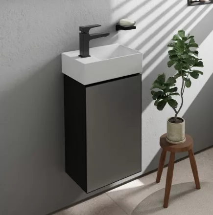 Hansgrohe Xevolos E mosdószekrény kézmosóhoz 34x24,5 cm bal oldali zsanérral, matt palaszürke/ metál palaszürke 54168770