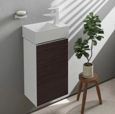 Hansgrohe Xevolos E mosdószekrény kézmosóhoz 34x24,5 cm jobb oldali zsanérral, matt fehér / sötét tölgy 54169730