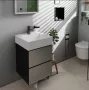 Hansgrohe Xevolos E 2 fiókos mosdószekrény kézmosóhoz 48x47,5 cm, matt palaszürke / metál palaszürke 54174770