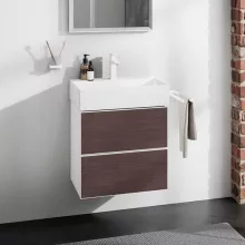   Hansgrohe Xevolos E 2 fiókos mosdószekrény mosdóhoz 58x47,5 cm, matt fehér / sötét tölgy 54175730