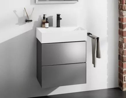 Hansgrohe Xevolos E 2 fiókos mosdószekrény 58x47,5 cm, matt palaszürke / metál palaszürke 54177770