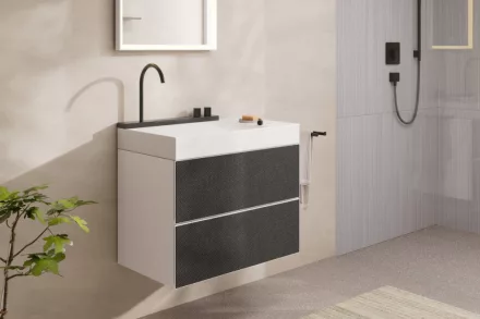 Hansgrohe Xevolos E 2 fiókos mosdószekrény 78x47,5 cm, matt fehér / textil sötétszürke 54178660